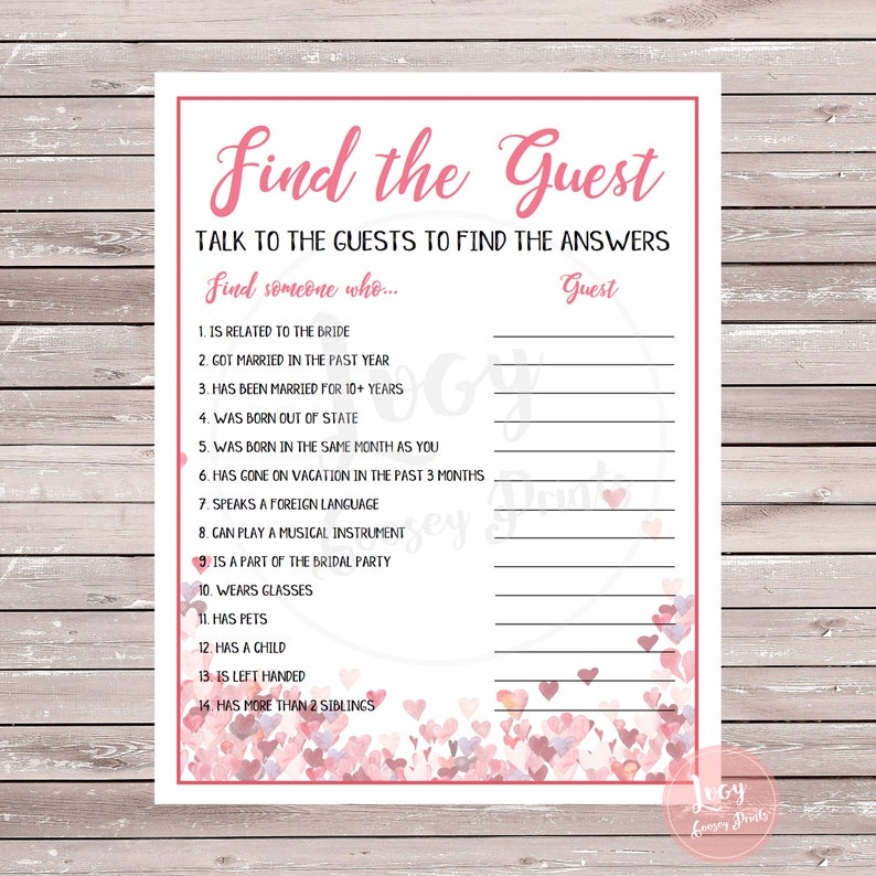find the guest printable game wedding bridal shower or etsy