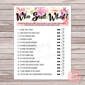 Who Said What Bachelorette / Bridal Shower Game - Printable