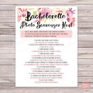 Bachelorette Party Photo Scavenger Hunt Printable