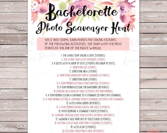 Bachelorette Party Photo Scavenger Hunt Printable