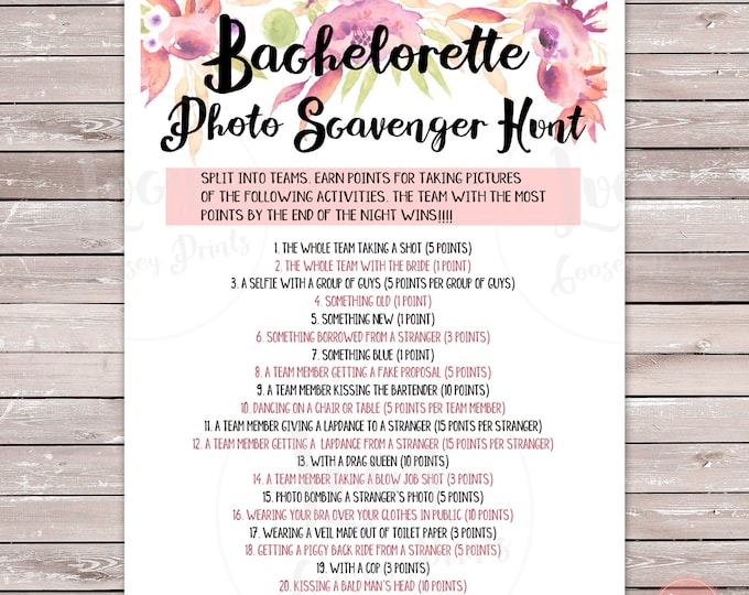 Bachelorette Party Photo Scavenger Hunt Printable - Etsy
