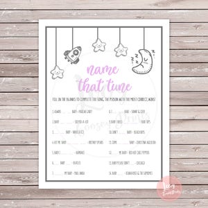 Name that Tune Printable Game - Instant Download - Baby Shower / Sprinkle game - Space Theme