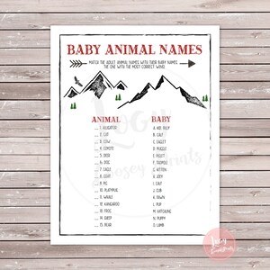 Baby Animal Names - Instant Download - Printable Games - Woodland Baby Shower