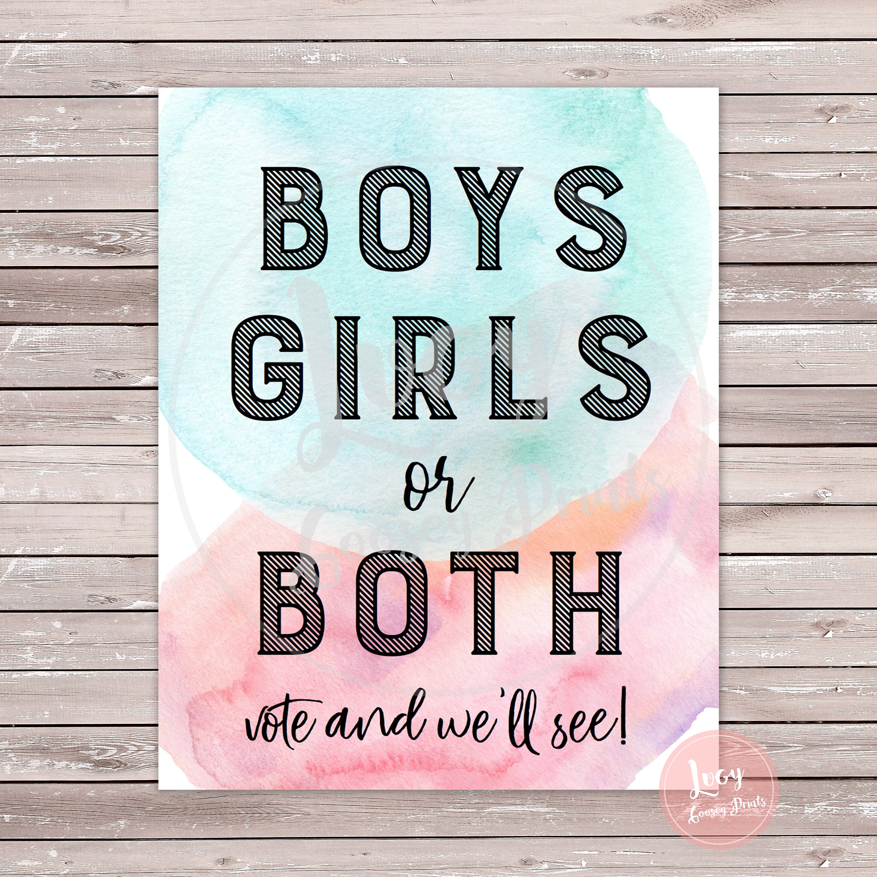 Twins Gender Reveal Vote Sign Baby Shower Gender Reveal Etsy