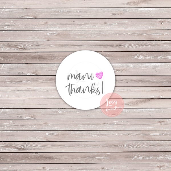 Mani Thanks Printable Party Favor Tags, Instant Download, Pink