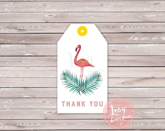 Flamingo Thank You Party Favor Tags. Instant Download.