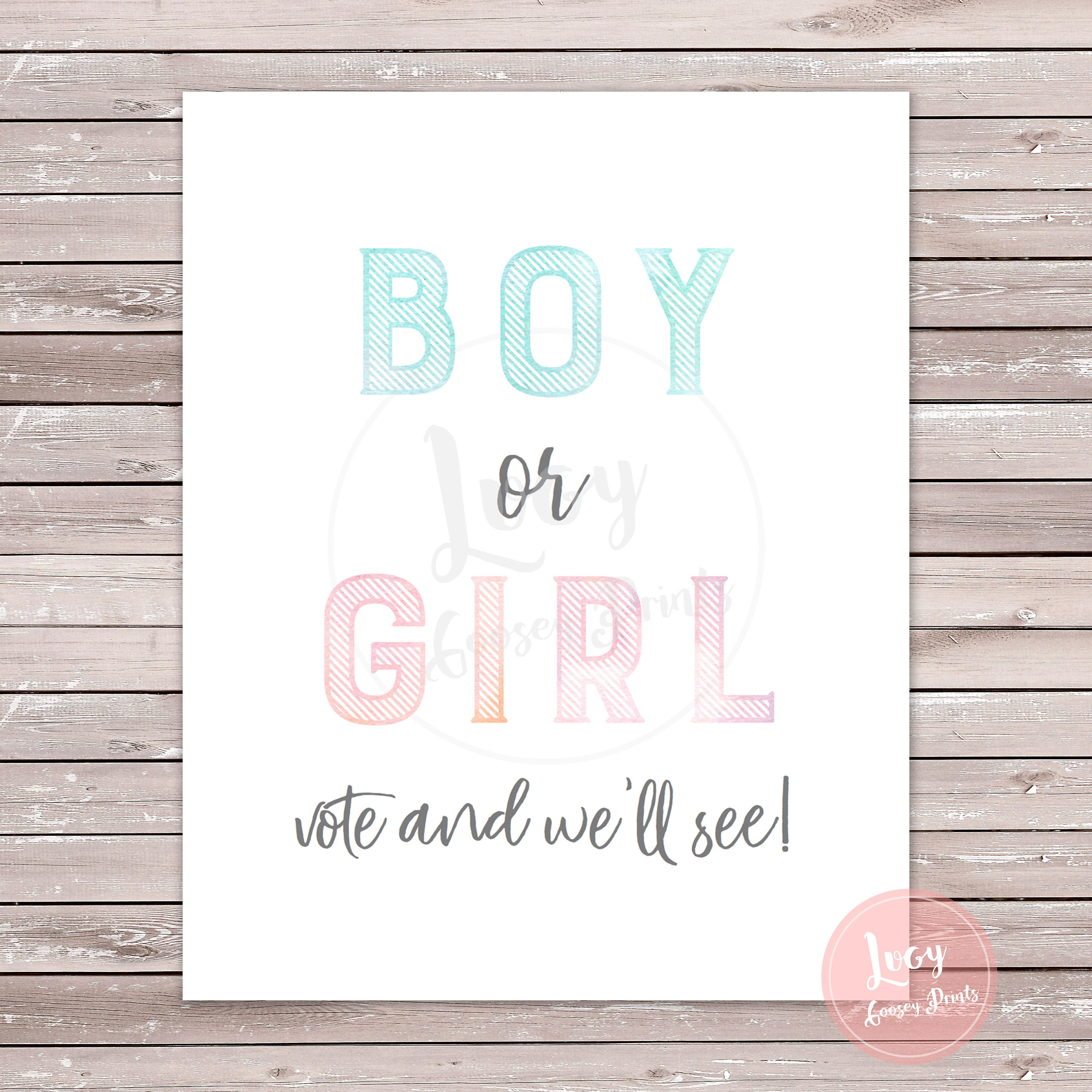 Boy or Girl Printable Sign Gender Reveal Instant Download - Etsy Australia