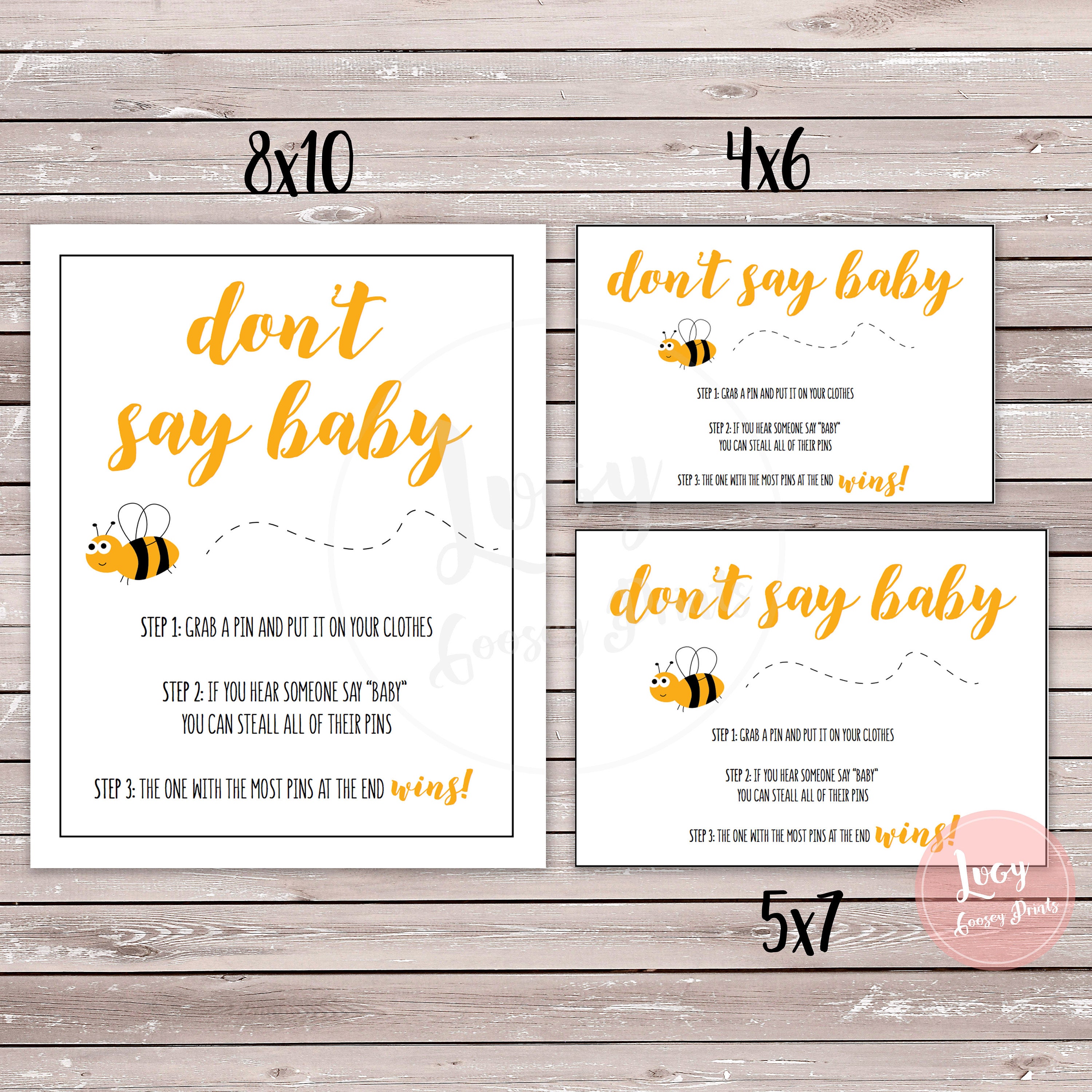 Don't Say Baby Instant Download, Printable Game / Sign, Bee Theme, Baby ...