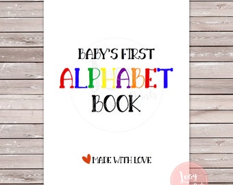 DIY Baby's First Alphabet Book, Colorful, Baby Shower Game / Activity, Printable Download