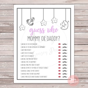 Guess Who - Mommy or Daddy - Printable Game - Instant Download - Baby Shower / Baby Sprinkle