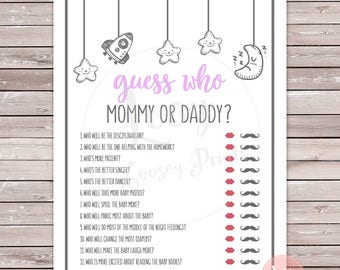 Guess Who - Mommy or Daddy - Printable Game - Instant Download - Baby Shower / Baby Sprinkle