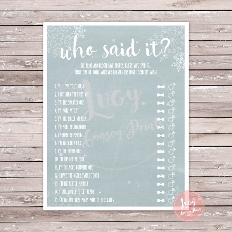 Who Said It - Instant Download - Printable Game - Wedding / Bridal ...