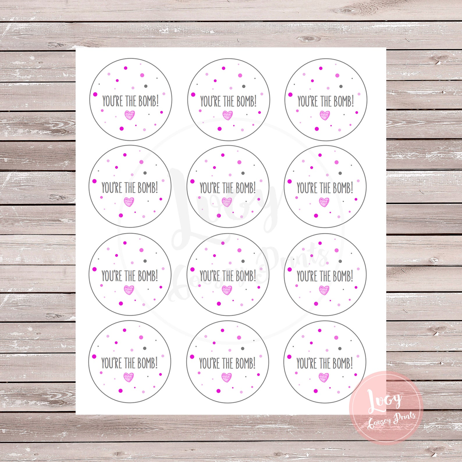 You're the Bomb - Pink - Printable Party Favor Tags - Instant Download ...