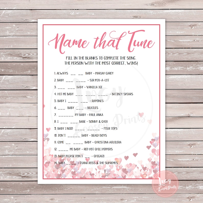 Name That Tune Printable Game - Instant Download - Baby Shower / Baby ...
