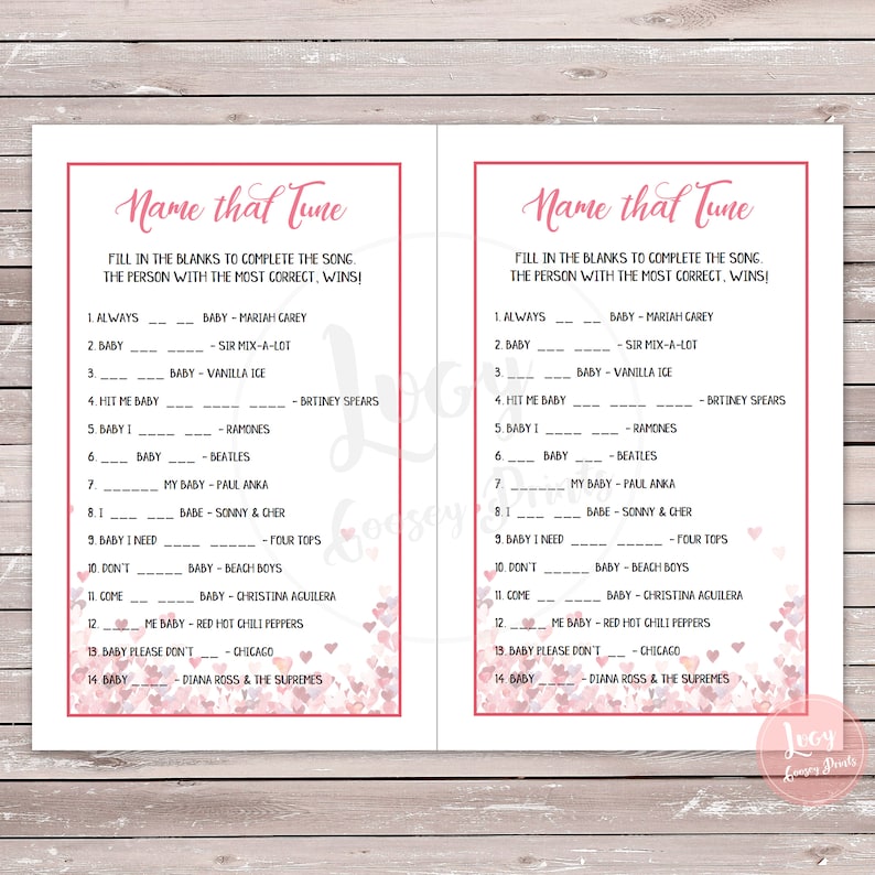 Name That Tune Printable Game Instant Download Baby Shower / Baby