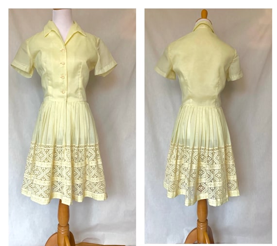 50s Day Dress with Lace Skirt - image 1