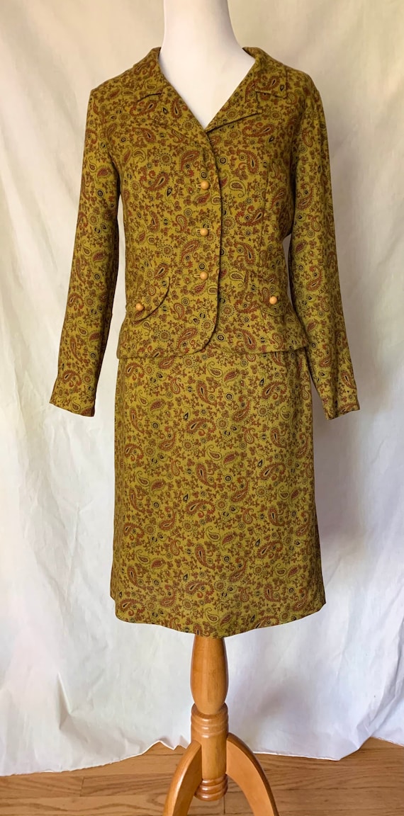 1960s Paisley Skirt Suit Set - image 3
