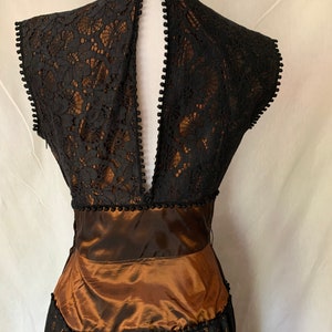 1950s Formal Lace Dress Copper and Black image 6