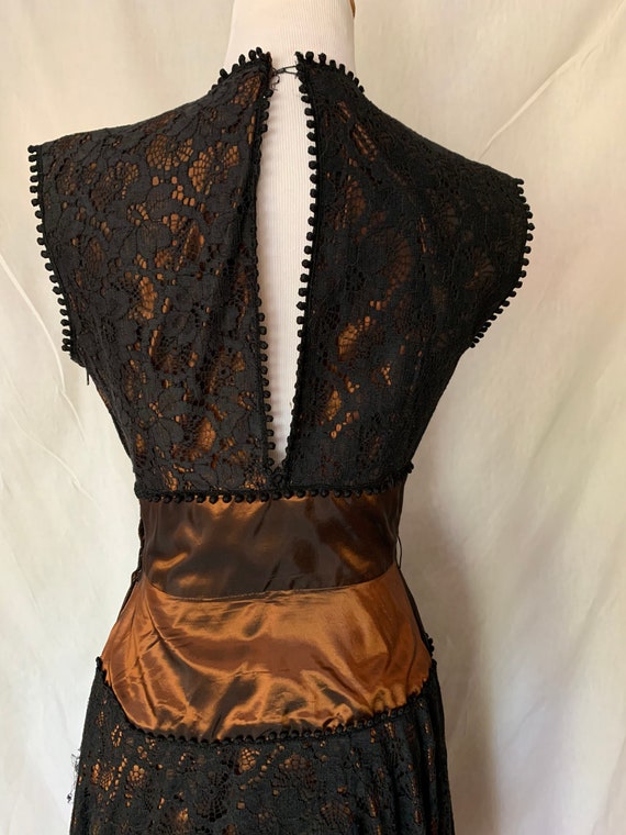1950s Formal Lace Dress Copper and Black - image 6