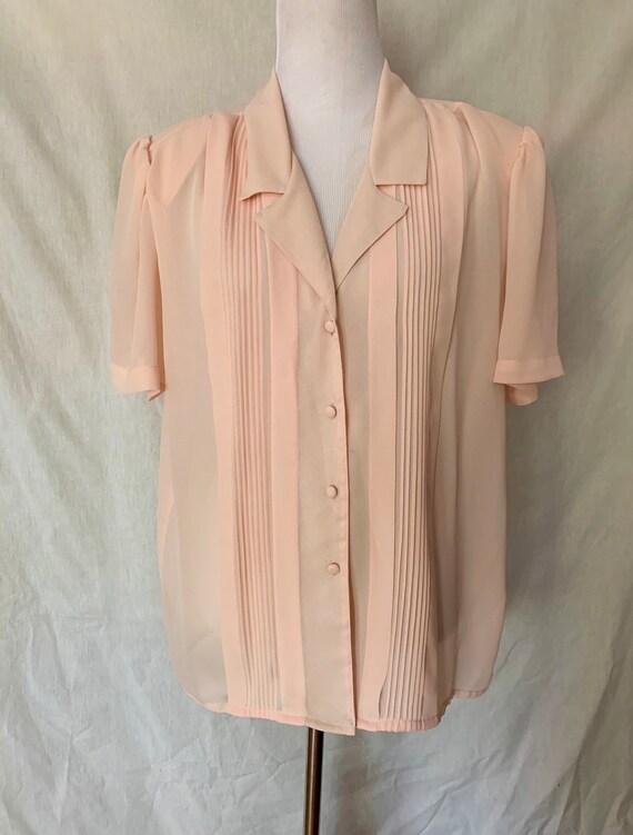 Vintage Chiffon Blouse with Pintucks - image 2