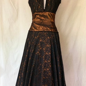 1950s Formal Lace Dress Copper and Black image 4