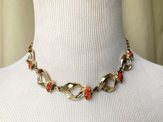 Midcentury Orange Rhinestone Bows