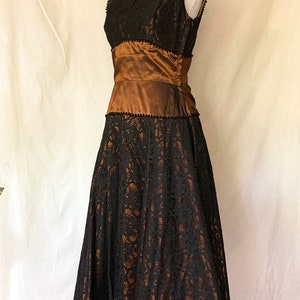 1950s Formal Lace Dress Copper and Black image 3