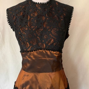 1950s Formal Lace Dress Copper and Black image 5