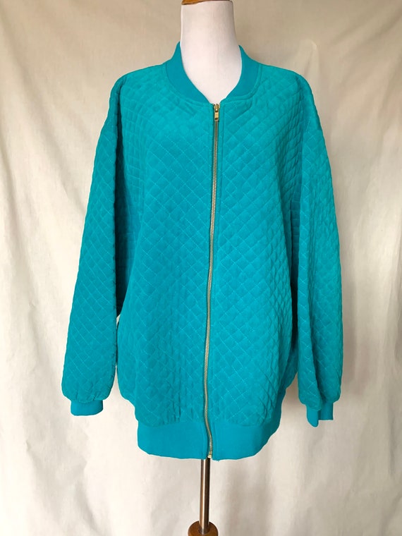 1980s Quilted Velour Jacket - image 2