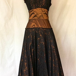 1950s Formal Lace Dress Copper and Black image 2