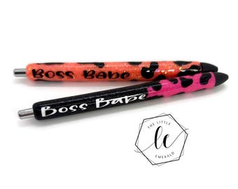 Cow Print Glitter Gel Pen, Refillable Inkjoy, Teacher Gift