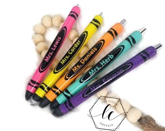 Bolígrafo de crayón con purpurina personalizado, regalo para profesores