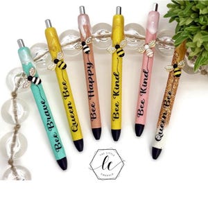 Glitter Bee Pen, Honeybee Glitter Pen, Teacher Pen, Nurse Pen, Refillable Ink Joy Pen, Drip Pen, Bee Kind, Queen Bee, Glitter Pen