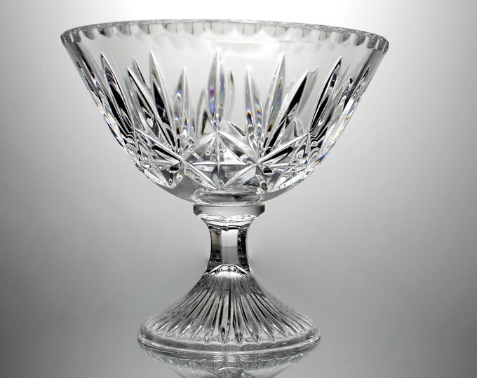 Crystal Footed Compote Cut Glass Clear Glass Centerpiece Etsy