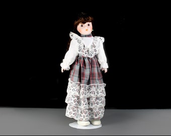 陶器人形「ローズ」1-5000個限定版 チェック柄ドレス、帽子、スタンド 