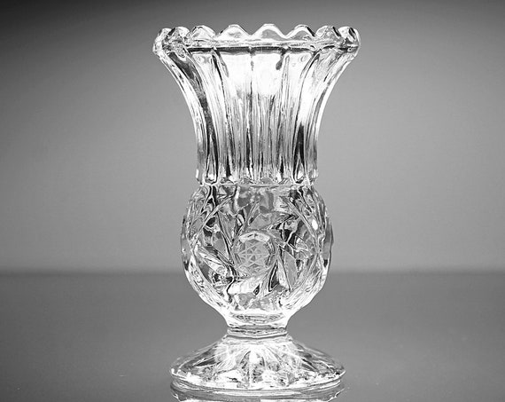 Crystal Footed Vase, Zajecar Crystal, Made in Yugoslavia, 4 Inch