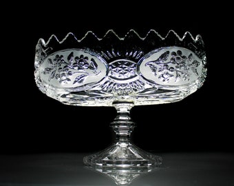 Crystal Oval Compote, Crystal Clear Industries, Flora Collection, Centerpiece