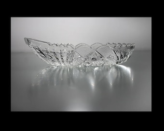 Antique EAPG Pickle Dish, US Glass, Regal, Clear Glass, Relish Dish, Hobstar