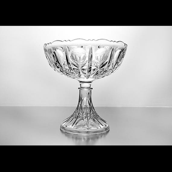 Antique Imperial Glass EAPG Gathered Knot Compote – 1904 Pressed Glass Pedestal Bowl – Fruit or Dessert Dish