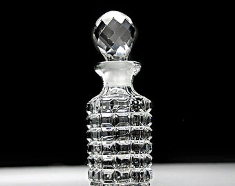 Antique Crystal Perfume Bottle, EAPG, George Duncan and Sons, Faceted Stopper, Block Design