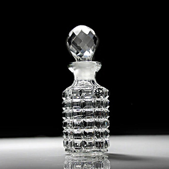 Antique Crystal Perfume Bottle, EAPG, George Duncan and Sons, Faceted Stopper, Block Design