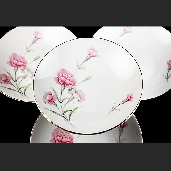 Fruit Bowls, Royal Court, Carnation, Pink and White, Dessert Bowls, Set of 4