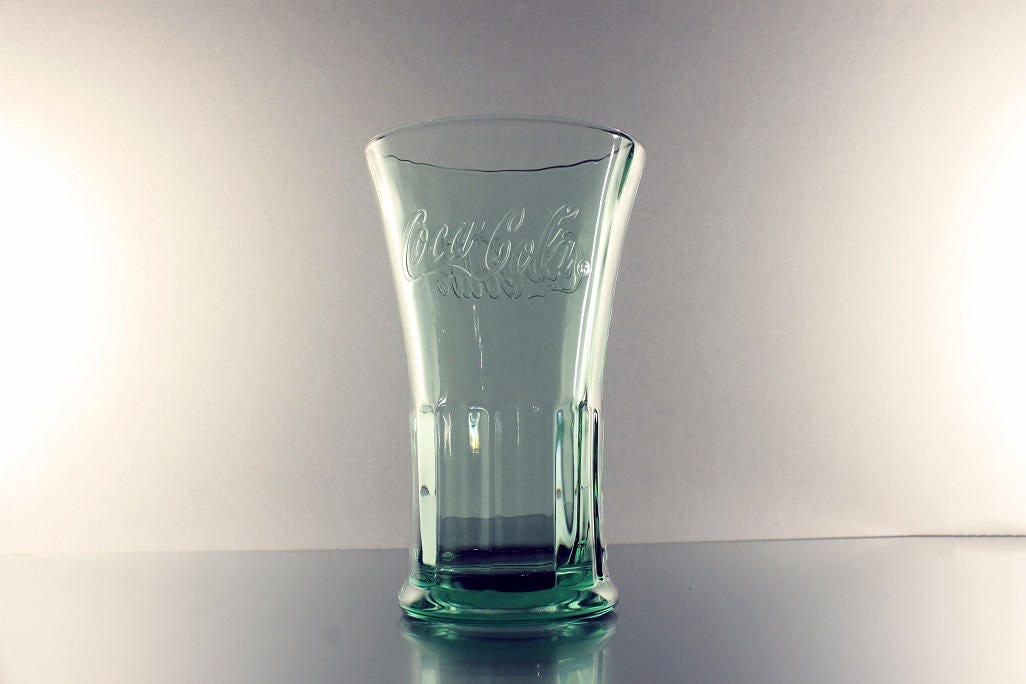 Vintage Libbey Coca-cola Glasses/retro Restaurant Green Glass Coca