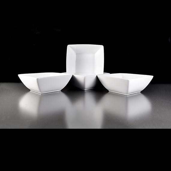 Square Soup Bowls, Home Trends, Canopy White, Set of 4, Classic Style