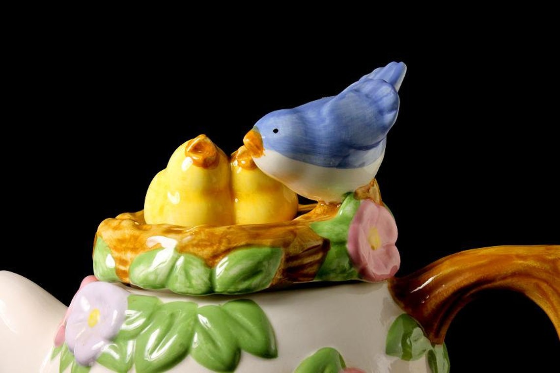Teleflora Blue Bird Nest Teapot Etsy