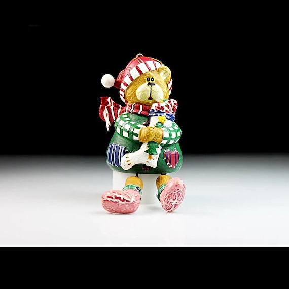 Bear Shelf Sitter Figurine, Christmas Decor, Holiday Ornament