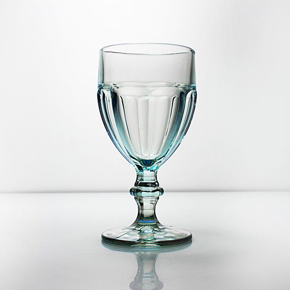 Libbey Gibraltar Misty Blue Wine Glass – 6 Inch Vintage Duratuff USA Goblet