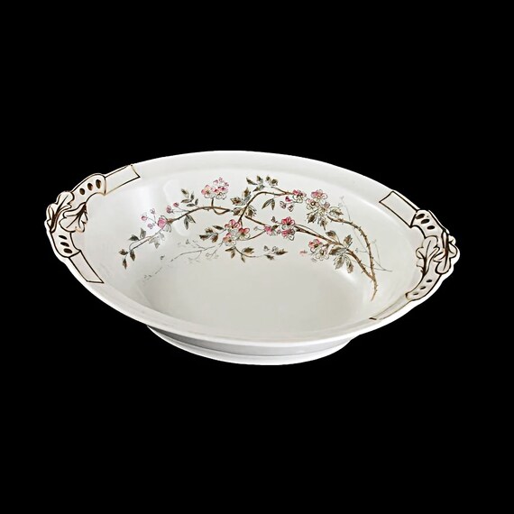 Antique Oval Vegetable Bowl, B & D Limoges, Bawo and Dotter, Hard To Find, Floral Pattern, Gold Trimmed