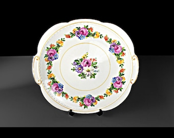 Square Salad Plate, Swinnertons, Staffordshire England, Majestic Vellum, Floral Pattern, Fine China, 9 inch