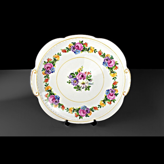 Square Salad Plate, Swinnertons, Staffordshire England, Majestic Vellum, Floral Pattern, Fine China, 9 inch